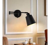 TYhogar Applique murale à bras pivotant avec interrupteur Applique murale noire Luminaire Lampe de lecture Luminaire mural pour chambre à coucher, table de chevet, salon (ampoule incluse)
