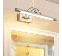 TYhogar Applique Murale LED Miroir Salle de Bain 40 cm 8 W 3000K Nickel Interrupteur à Tirette Bras Réglable IP44 Pour Tableaux et Vitrines Lampe de Lecture