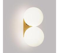 TYhogar Applique murale salle de bain, Applique intérieur mural couleur cuivre, Lampe Murale en verre sphérique blanc laiteux, adaptée à la Chambre,Salon,Salle de bains (ampoule incluse)