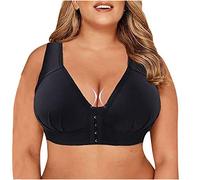 TYHONEYS Soutien Gorge Femme avec Fermeture Devant Grande Taille Maintien Fort Brassiere Rembourré Attache Firm Lift Brassière Comfortable Tous Les Jours Noir 4XL
