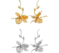 TYIM7 2 Pair of 3D Floral Earrings Statement for women Gold Jewelry for Chunky Vintage Gifts .at7