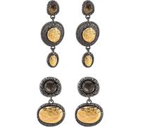 TYIM7 2 Pair of Black Earrings Statement for women Gold Jewelry for Chunky Vintage Gifts .at7