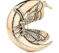 TYIM7 4.1 * 3.9cm Vintage Moon And Butterfly For Women Unisex Insects Party Casual Brooch Pins .AT7