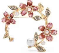 TYIM7 4. * 5.0cm Women Lady Enamel Flowers Circle Party Office Brooch Pins .AT7