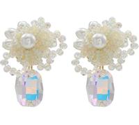 TYIM7 4.5 * 3.3cm Handmade Woven Glass Pendant Earrings Imitating Pearls And Rice Beads For Women .at7