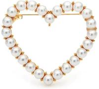 TYIM7 4 * .5cm Pearl Heart Brooches For Women Metal Weddings Casual Brooch Pins .AT7
