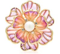 TYIM7 4.9 * .9cm Peony Flower Brooches For Women Unisex Transparent Enamel Flowers Plants Office Party Brooch Pins .AT7