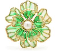 TYIM7 4.9 * .9cm Peony Flower Brooches For Women Unisex Transparent Enamel Flowers Plants Office Party Brooch Pins .AT7