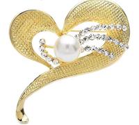 TYIM7 5.1 * 4.3cm Heart Brooches For Women Unisex Pearl Office Party Brooch Pins .AT7