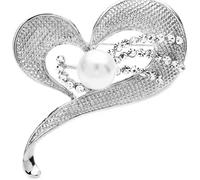 TYIM7 5.1 * 4.3cm Heart Brooches For Women Unisex Pearl Office Party Brooch Pins .AT7