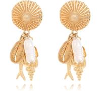 TYIM7 6.5 * 2.4cm Baroque Pearl Ocean Fish Pendant Animal Earrings .at7