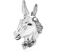 TYIM7 6.9 * 4.6cm Vintage Silver Horse Head Brooch Pin Women Metal Accessory .AT7