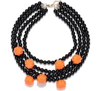 TYIM7 Black Handmade Bead Multi-Layer Stacked Halloween Pumpkin Pendant Necklace For Women .AT7
