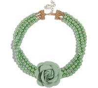 TYIM7 Bohemian Multi Layered Pearl Necklace With Floral Collarbone Chain For Women .AT7