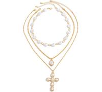 TYIM7 Cross Necklace for women Chunky Gold Fashion Accessories Pearl Unique Gifts for .AT7