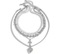 TYIM7 Cross Shaped Heart-Shaped Imitation Pearl Bead Necklace For Women .AT7