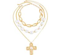 TYIM7 Gold Pearl Necklace for women Layered Fashion Accessories Baroque Bow Jewelry Unique Gifts for Women .AT7