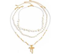 TYIM7 Pearl Necklace for women Gold Layered Fashion Accessories Baroque Bow Jewelry Unique Gifts for Women .AT7