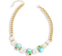 TYIM7 Vintage Beaded Geometric Pearl Christmas Necklace .AT7