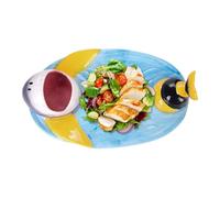 Tyinerc Assiette Requin - Bol Alimentaire Amusant en Céramique Requin,Plateaux de Service pour Réception - pour Fruits Salade Gâteau Fêtes Décorations Buffet Petit Déjeuner Quotidien