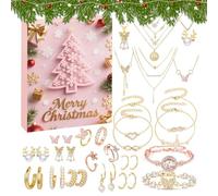 Tyinerc Calendrier de l'Avent de Noël pour femmes, Noël 24 jours 2025 | Parure de bijoux pour femmes calendrier compte à rebours, pour adultes, petite amie, épouse, famille, anniversaire