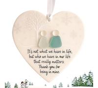 Tyinerc Décoration de Noël d'amitié, art en forme de cœur pour meilleurs amis | Pendentif en céramique œuvre d'art souvenir - Pour chambre, extérieur, cuisine, terrasse, jardin, pelouse, fête à la