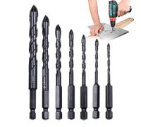 Tyinerc Forets Maçonnerie pour Béton, 7 Mèches Maçonnerie Pour Béton, Accessoires De Perçage Précision En Métal Pour Céramique, Verre & Ciment Outils Puissants