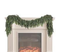 Tyinerc Guirlande de Cèdre de Noël - Guirlande Fausse Sapin Réaliste pour Décor de Fenêtre - Décoration Noël pour Intérieur Extérieur Mur Manteau Cheminée Jardin