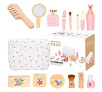 Tyinerc Jouets de Jeu de Simulation de Salon de beauté, Ensemble de Jouets de Maquillage en Bois - Maquillage de Jouet d'habillage sûr | Jouets de Salon de Coiffure, Kit de Maquillage, Amusant et