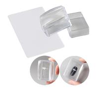 Tyinerc Kit De Coffret Estampage Ongles - Tampon Rectangulaire avec Racloir - Outil de Tamponnage Carré Transparent pour Ongles - Pour Salon Voyage Fête Pratique Photo Quotidien Anniversaire