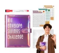 Tyinerc Livre de défis d'épargne avec enveloppes, 100 classeurs de défis d'épargne - Classeur pour économiser de l’argent | Classeur de défis de trésorerie organisé, livre de défis d'épargne avec