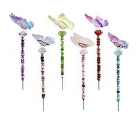 Tyinerc Lot de 138 piquets de jardin en perles - Piquets de jardin féériques faits à la main - 6 ensembles de perles à tige filetée, 6 cristaux, 6 écrous, 90 trous pour