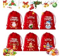 Tyinerc Lot de 6 sacs cadeaux festifs avec cordon de serrage - Sacs à cordon de Noël rouges - Pour les fêtes festives à la maison - Cadeaux de mariage pour