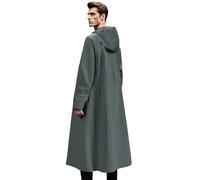 Tyinerc Manteau de pluie long, veste de pluie imperméable longue | Trench coupe-vent pliable poncho coupe-vent pour vélo, trajets en déplacement, pêche, Turquoise., M