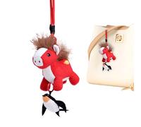 Tyinerc Pendentif en peluche - Souvenir porte-bonheur rempli - Année du cheval - Pendentif en peluche chinoise - Pour l'école, les voyages, les trajets quotidiens, le sac à bandoulière, le sac à dos