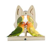 Tyinerc Perche Miroir, perchoirs d'oiseau Miroir - Toys de perroquets en Bois pour l'ennui,Accessoires en Cage pour Que Les perroquets dépensent de l'énergie, pour la Perruche, Le Poteau de Poche, Le