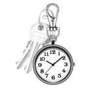 Tyinerc Porte-clés Montre, Porte-clés - Montre de Poche Ronde, Montre de Sac à Dos avec Boucle de clé, Pendentif de Poche à Clip pour Les Vacances, Noir, Siehe Beschreibung, Voir Description