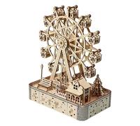 Tyinerc Puzzle 3D en Bois - Modèle de Grande Roue Jeu Cérébral,Kit de Puzzle en Bois de 183 Pièces avec Lumières LED et Musique,Cadeau pour Noël Thanksgiving Hommes Femmes Ados Loisirs