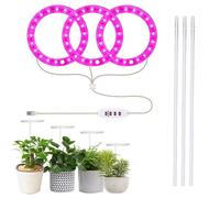 Tyinerc Ring Grow Light, Smart Timing LED Grow Light pour d'intérieur, lumière de croissance étanche, 3 couleurs avec 5 niveaux d'intensité variable