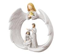 Tyinerc Statue de la Nativité, figurine de la Sainte Famille | Décor de la Nativité de la Sainte Famille Ange - Figurines en résine, décoration saisonnière pour la Maison
