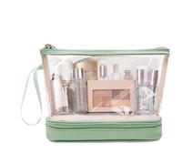 Tyinerc Trousses de Maquillage Transparentes avec Fermeture éclair,Trousse cosmétique Transparente - Pochette de Voyage Double Couche avec Fermeture éclair | Trousse de Toilette de Grande capacité,