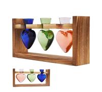 Tyinerc Vases de Propagation pour Les, terrariums en Verre pour Les | Plant du Terrarium Heart Shape Glass Vase Vase | Fournitures de Jardinage, planteur de Table avec Support en Bois, Vase à Fleurs,