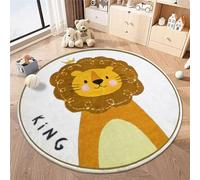 TYJDTYR Tapis de jeu rond pour enfant - Motif lion - Doux et lavable - Antidérapant - Facile d'entretien - Pour chambre à coucher et salon - 100 cm