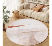 TYJDTYR Tapis rond de 160 cm de diamètre, tapis de salon, design abstrait, beige, marron clair, marron foncé, dessous antidérapant, poils courts doux, pour chambre à coucher