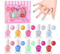 TYJO Lot de vernis à ongles pour enfants et filles - Vernis à ongles à base d'eau - Vernis à ongles Peel Off non toxique pour enfants - Séchage rapide - Pour adolescents - Beau cadeau d'anniversaire