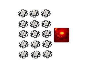 TYKGSQIP Diodes LED haute puissance 1w 3w 5w avec base de dissipateur thermique-module en étoile de 20mm pour remplacement de lampe frontale (pack de 15)(5W/Rouge)