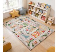 TYKTZXY Tapis pour Enfants Tapis de Jeu Street Car Univers Animal Bleu Vert Gris Gray 10 Tailles