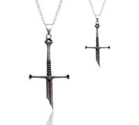 TYLAOXIAO Collier épée cassée, collier croix en ferroalliage, accessoires de performance, 2 pièces, argent, pour homme et femme