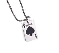 TYLDBNF Accessoires 925 Sterling Silver Ace Of Spades Collier pour hommes et femmes, Lucky Ace of Spades Collier Statement Poker Ace Luck