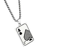 TYLDBNF Accessoires 925 Sterling Silver Ace Of Spades Collier pour hommes et femmes, Lucky Ace of Spades Collier Statement Poker Ace Luck